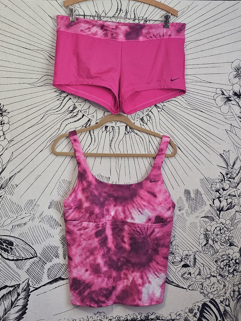 Nike Hot Pink Tie-Dye Tank Top with Matching Hot Pink Shorts XL